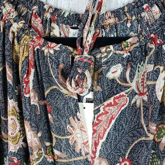 NWT See U Soon Semi-Sheer Metallic Printed Peasant Blouse Women's Size Small - Picture 5 of 11